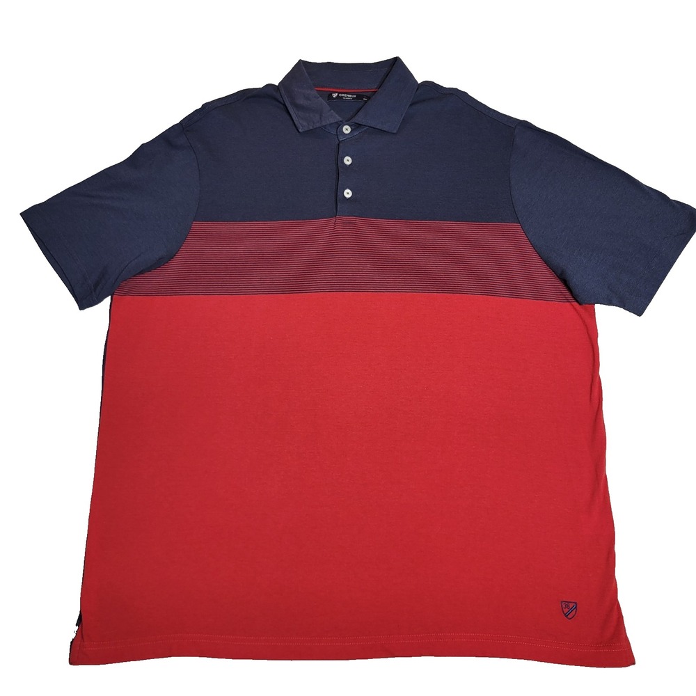 Daniel Cremieux Classics Polo Golf Shirt Mens XL Red Navy Striped Short Sleeve